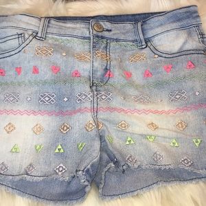 Blue Jean Shorts with Patterns